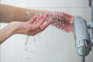 water drops from shower head