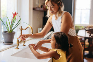 mother and daughter in kitchen